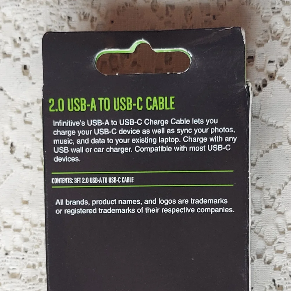2.0 USB-A to USB-C Cable 3 Feet New, Unused
